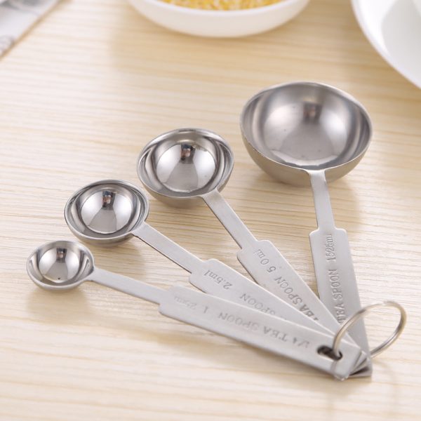 Stainless steel measuring spoon kitchen baking measuring tool with scale milk powder and salt measuring spoon set measuring four sets - Image 6