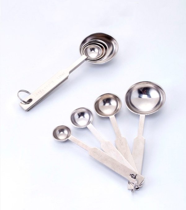 Stainless steel measuring spoon kitchen baking measuring tool with scale milk powder and salt measuring spoon set measuring four sets - Image 4