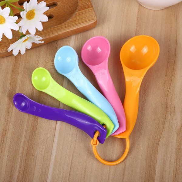 Baking tools Plastic measuring spoon Kitchen household with scale salt spoon milk powder coffee spoon cake measuring 5 pieces set - Image 2